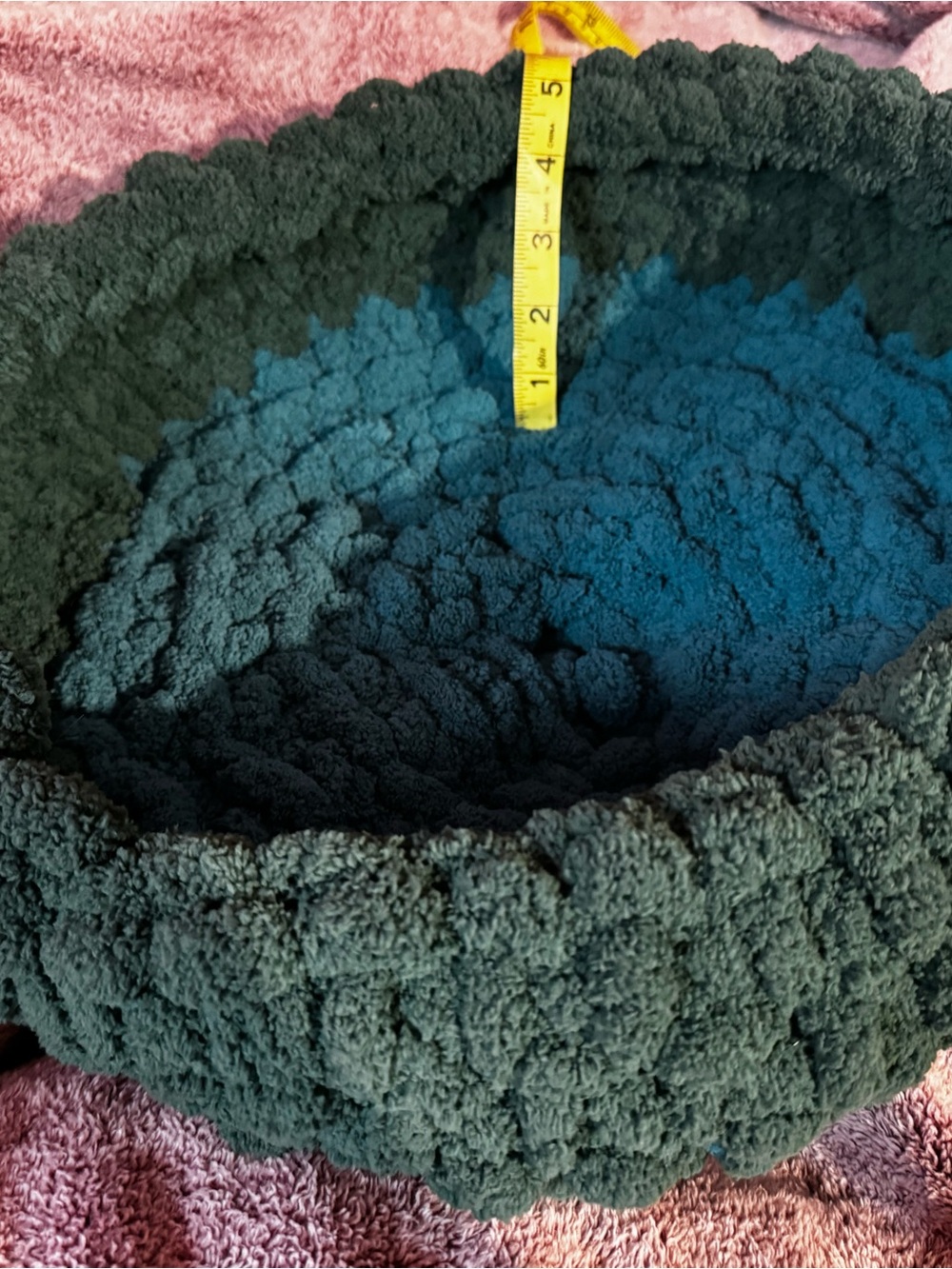 Plush Deep Teal Knitted Pet Bed - Cozy Home Accent. Hand made